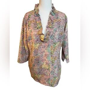 Michelle‎ McDowell Multicolor Ruffle-Neck Blouse – Size M